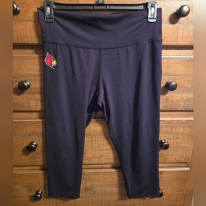 Adidas Black Capri Leggings with Red Cardinal Logo.  SZ L